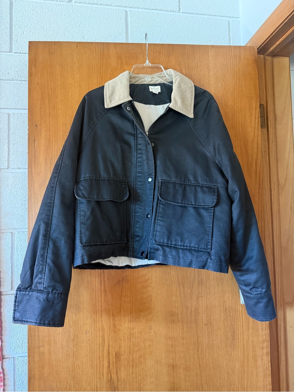 Greige Dark Gray Cropped Barn Jacket | M
